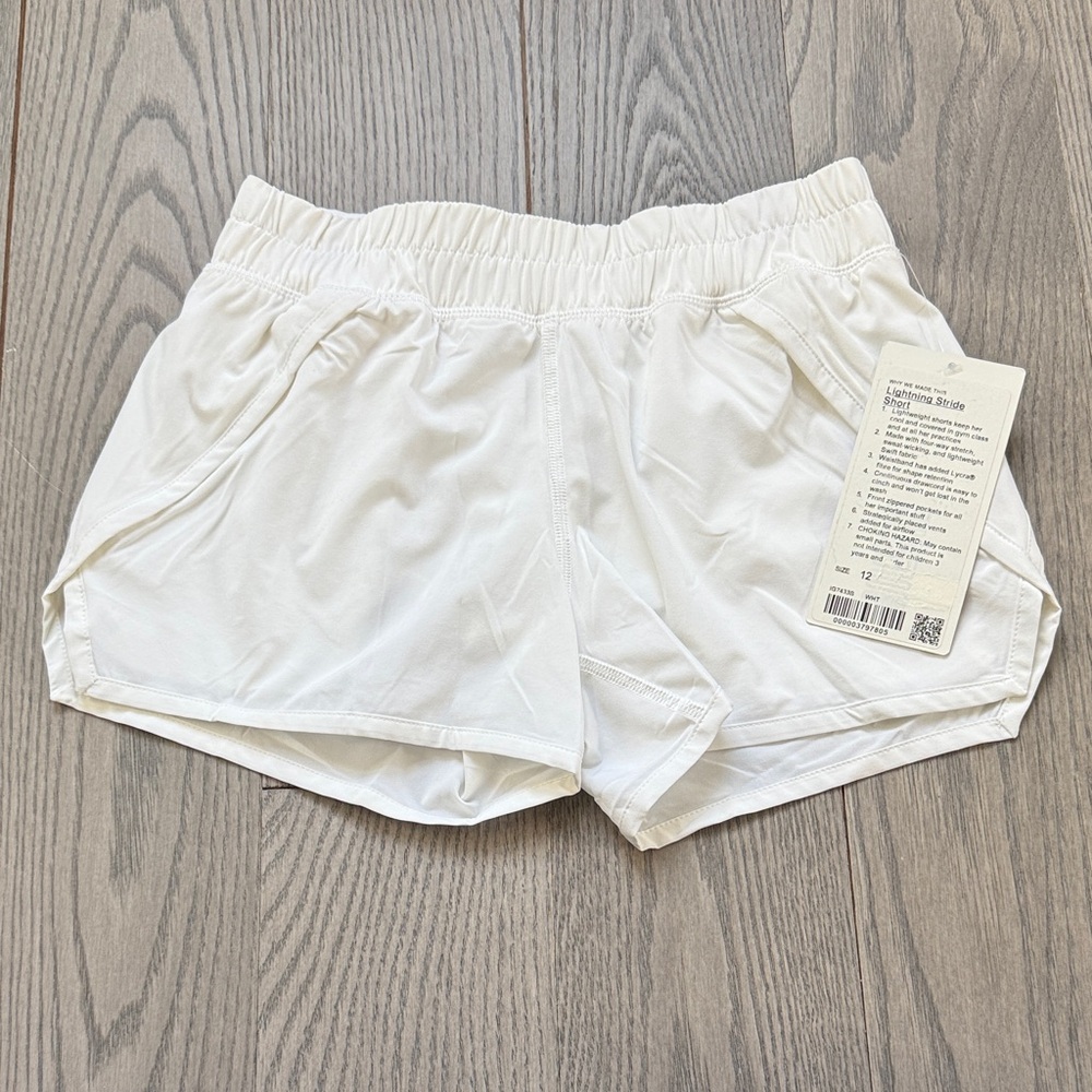 ivivva by Lululemon White Athletic Shorts Girls 12 NWT